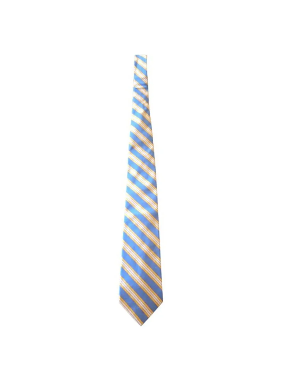 Peter Blair Silk Tie Blue Yellow Stripe Made in USA Preppy Ivy League Trad 3.75”